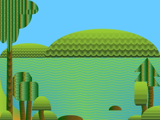 grid-drawings/view-of-the-sunny-lake screenshot