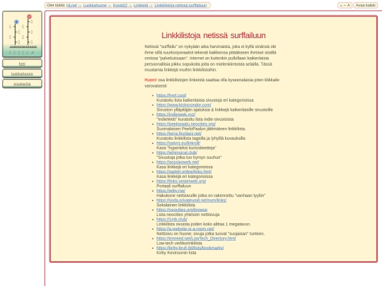 koodikurssi/luokkahuone/koodi22/linkkeja/linkkilistoja screenshot