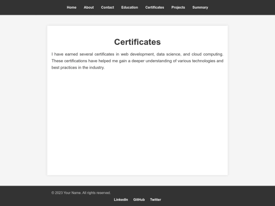 portpolio/certificates screenshot