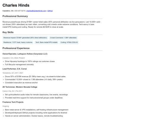 resume screenshot