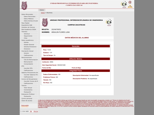 DatosAlumnosMedicos screenshot