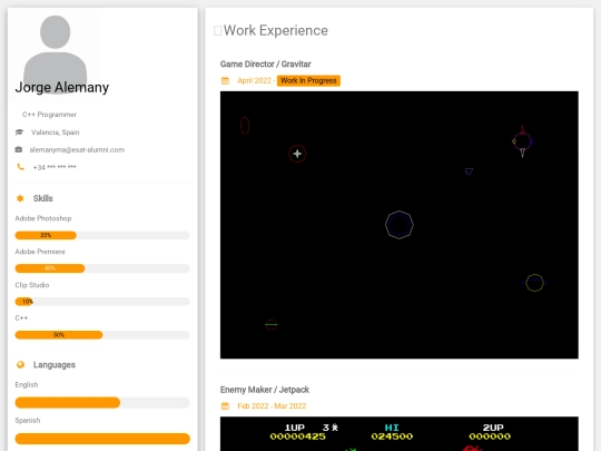 cv/portofolio screenshot