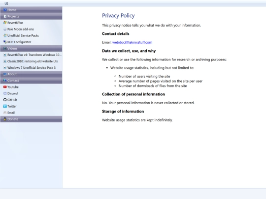 Privacy Policy screenshot