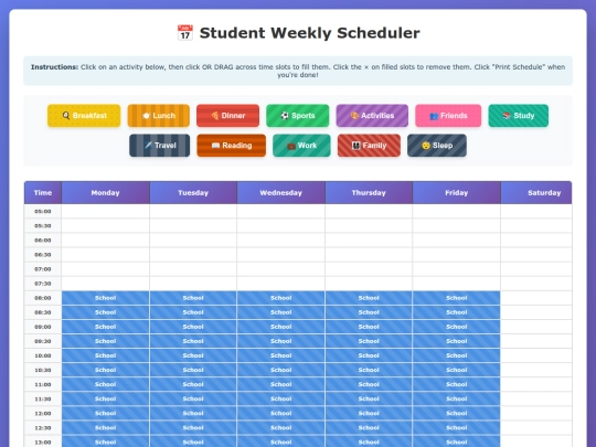 Scheduler screenshot