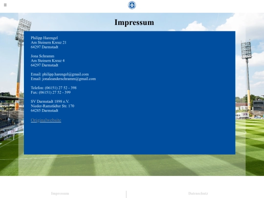 Impressum screenshot