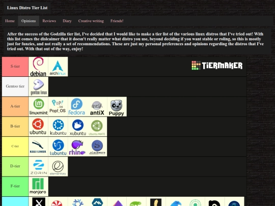 linux_tier_list screenshot