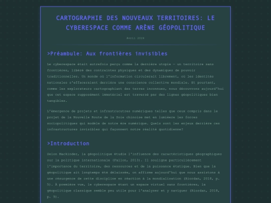Article-cyberespace screenshot