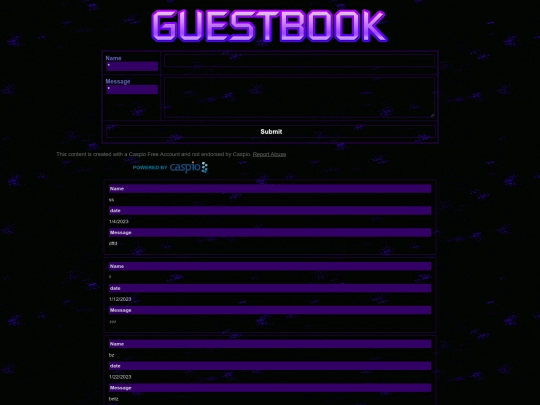 guestbook screenshot