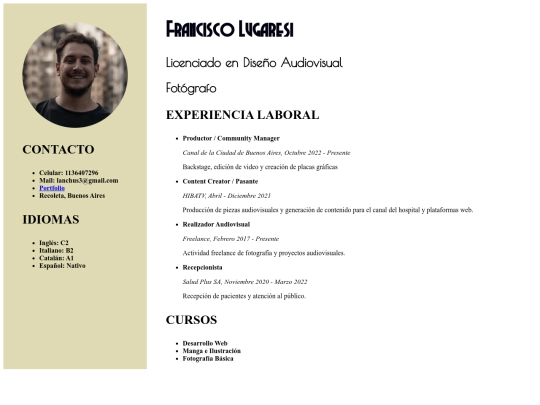 CV screenshot