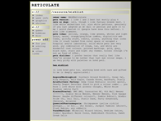gamesfolder/petzfolder/wishlist screenshot