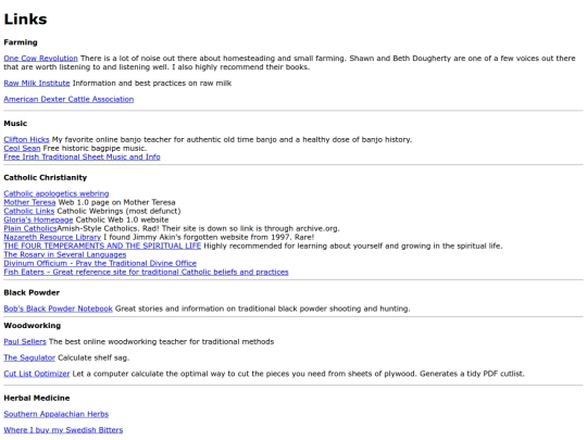 Links screenshot