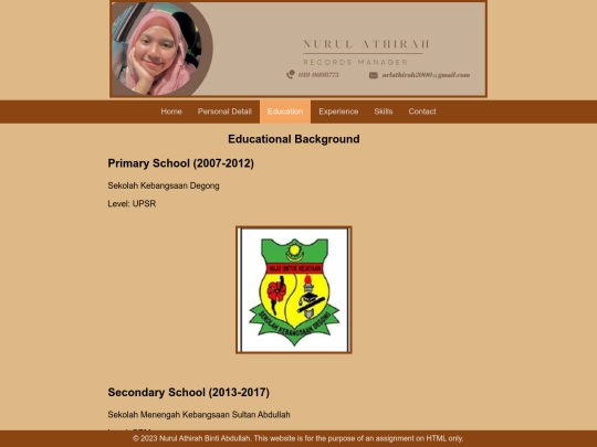 e-resume/educational screenshot
