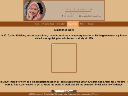 e-resume/experience screenshot