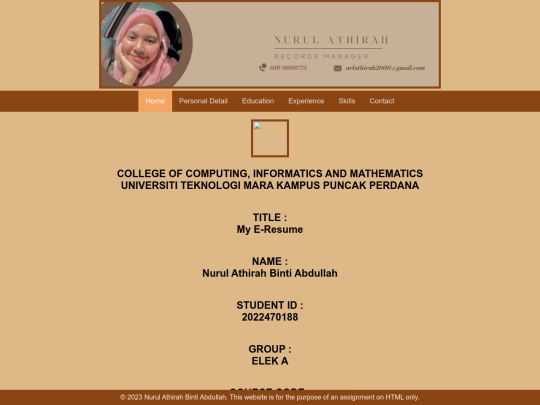 e-resume/homepage screenshot