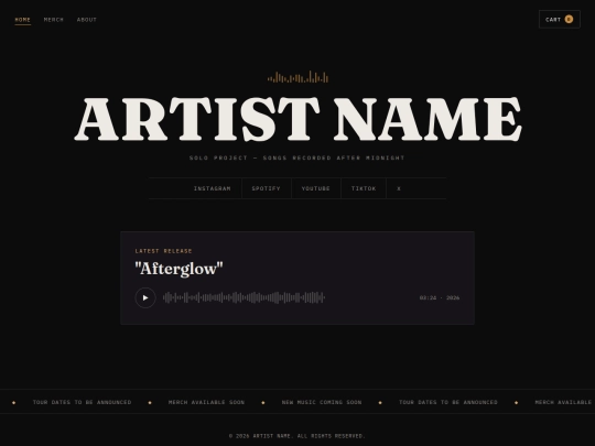 artist-website screenshot