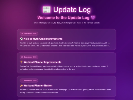 updatespagelog screenshot