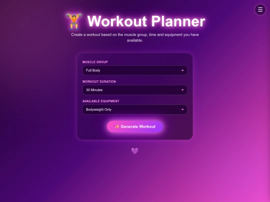 workoutplanner screenshot