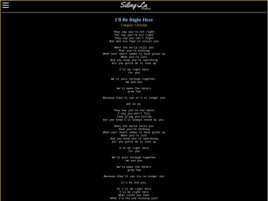 songs/christian/ill-be-right-here screenshot