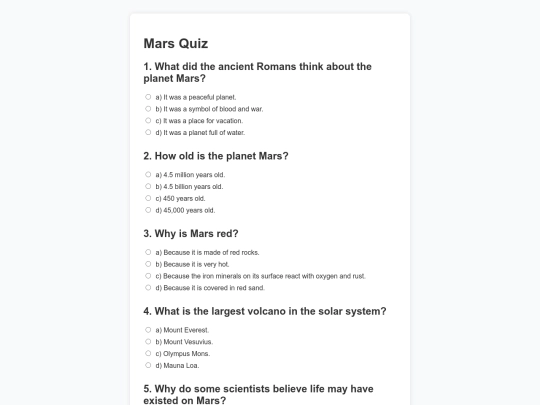 mars101quiz screenshot