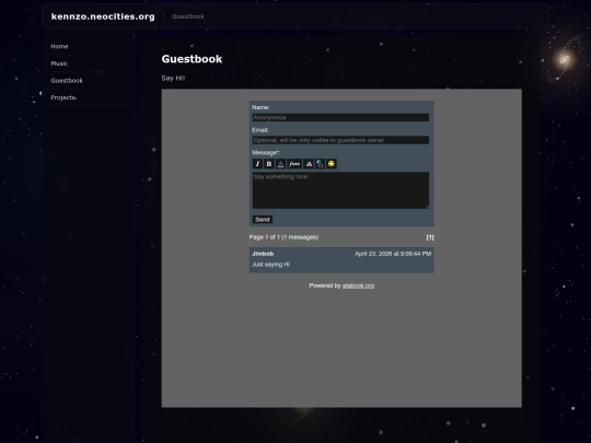 guestbook screenshot