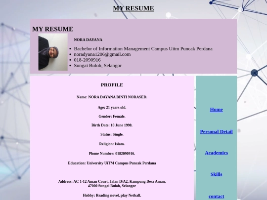 personal detail screenshot