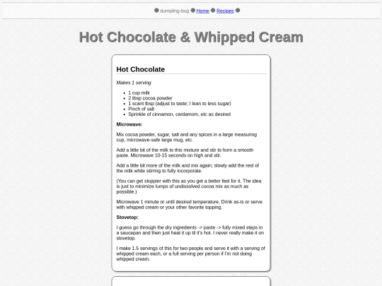 recipes/hot_chocolate screenshot