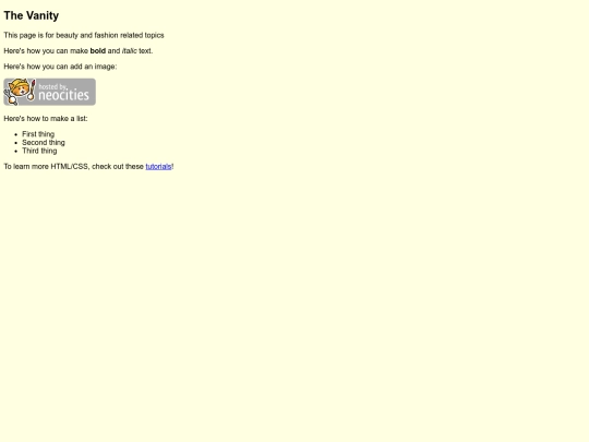 vanity screenshot