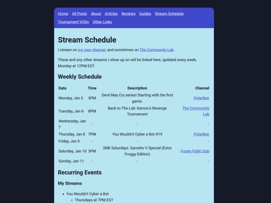info/Schedule screenshot