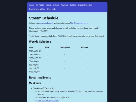 info/schedule screenshot