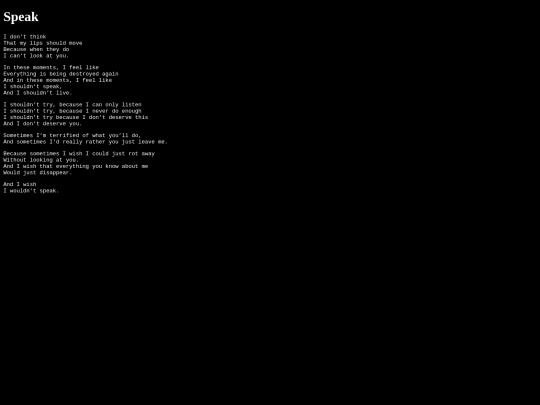 new/writings/speak screenshot