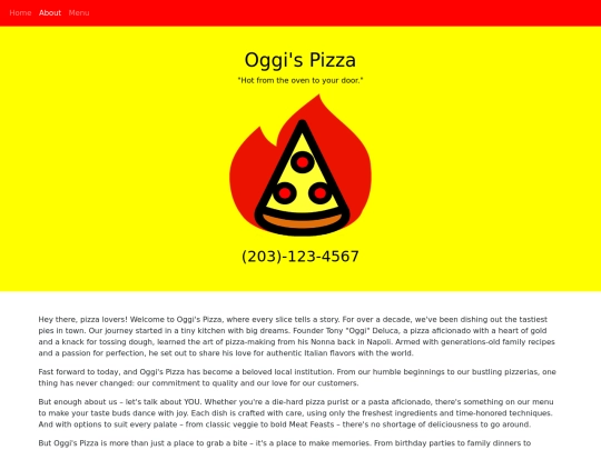 Oggi's Pizza/about screenshot