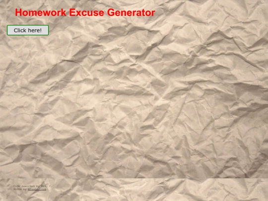 WEB-DESIGN/3-JAVASCRIPT/HomeworkExcuseGenerator screenshot