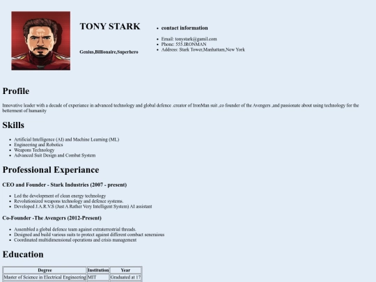resume/tonystark screenshot