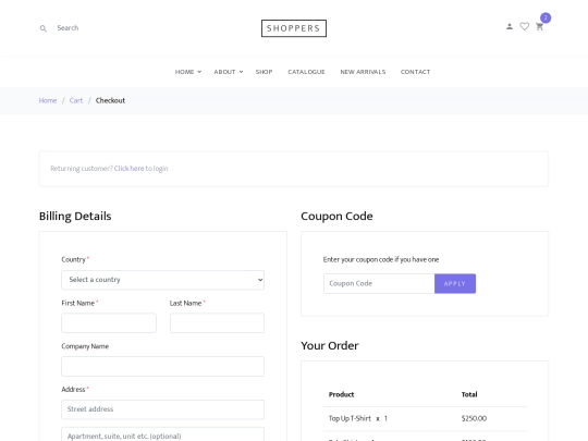 shopper template/checkout screenshot