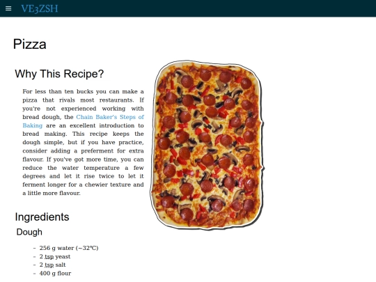 recipes/pizza screenshot