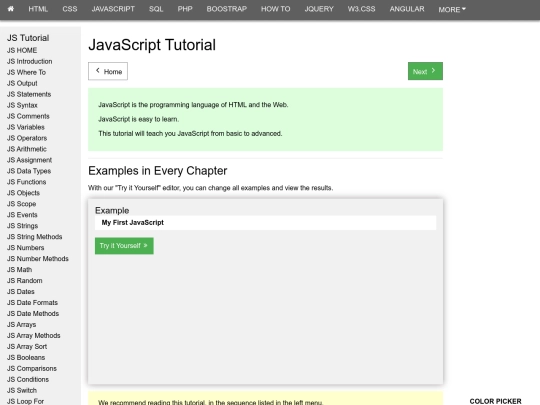 w3School2.0/JavaScript screenshot