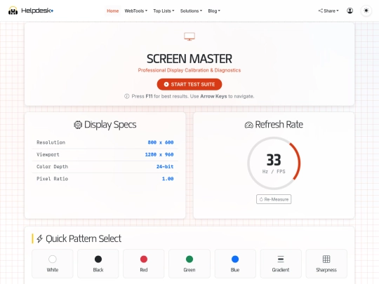 Testers/display screenshot