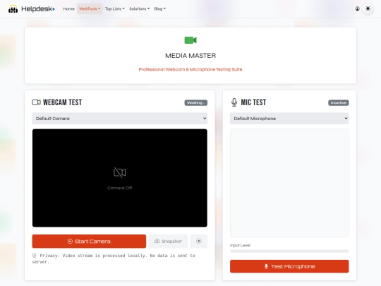 camtest screenshot