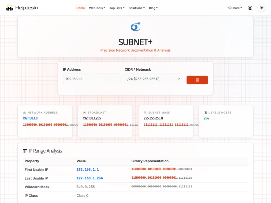 network/subnet screenshot