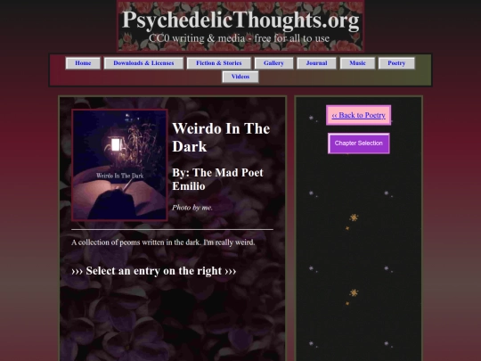Webpages/poetry/weirdo_in_the_dark/witd_landing_page screenshot