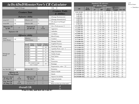CRcalc screenshot