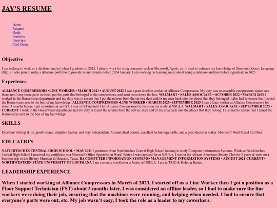 Resume screenshot