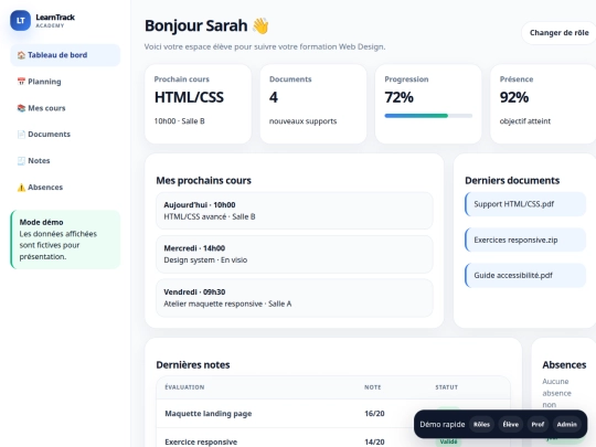 Virtus Camp/eleve-dashboard screenshot