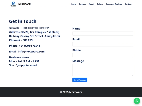 nexzware/contact screenshot