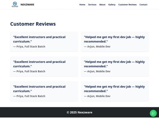 nexzware/reviews screenshot