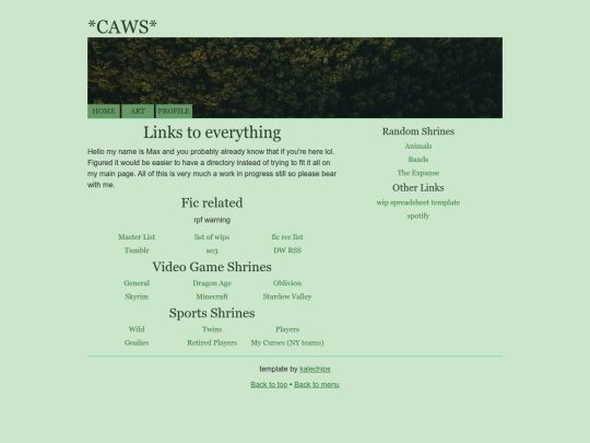 links screenshot