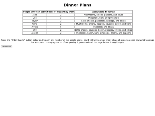 documents/js/dinnerplans screenshot