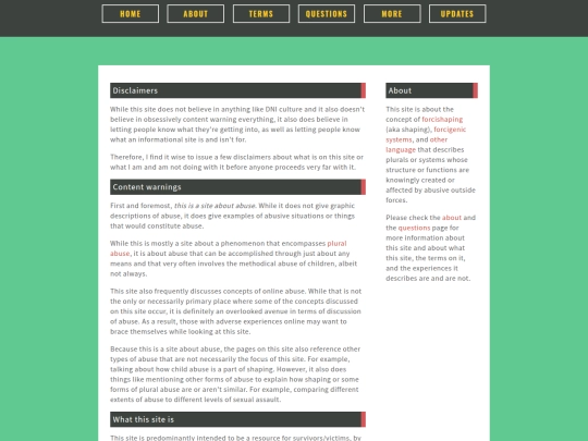 disclaimers screenshot