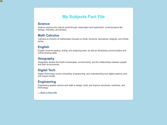 Aboutme/Subjects screenshot