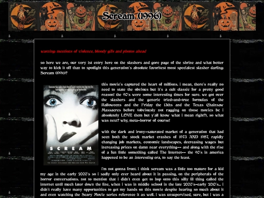 horror shrine/gore/scream1996 screenshot